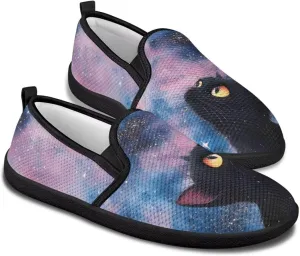 Slip On Casual Flats for Women Breathable Loafers Wide Toe Walking Shoes Laides Fashion Round Toe Art Painted Travel Shoes SizeUS 6-11