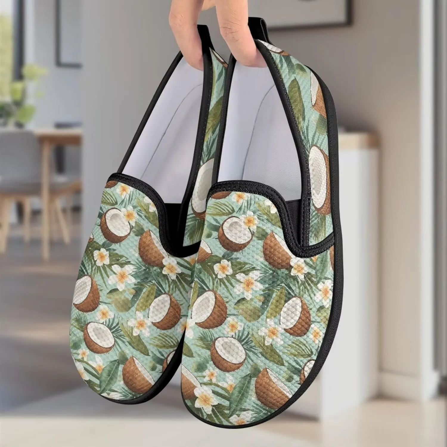 Slip On Casual Flats for Women Breathable Loafers Wide Toe Walking Shoes Laides Fashion Round Toe Art Painted Travel Shoes SizeUS 6-11