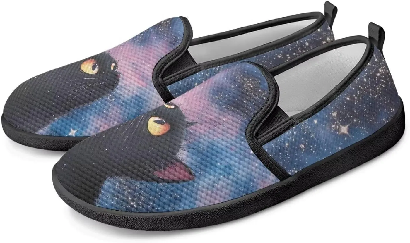 Slip On Casual Flats for Women Breathable Loafers Wide Toe Walking Shoes Laides Fashion Round Toe Art Painted Travel Shoes SizeUS 6-11