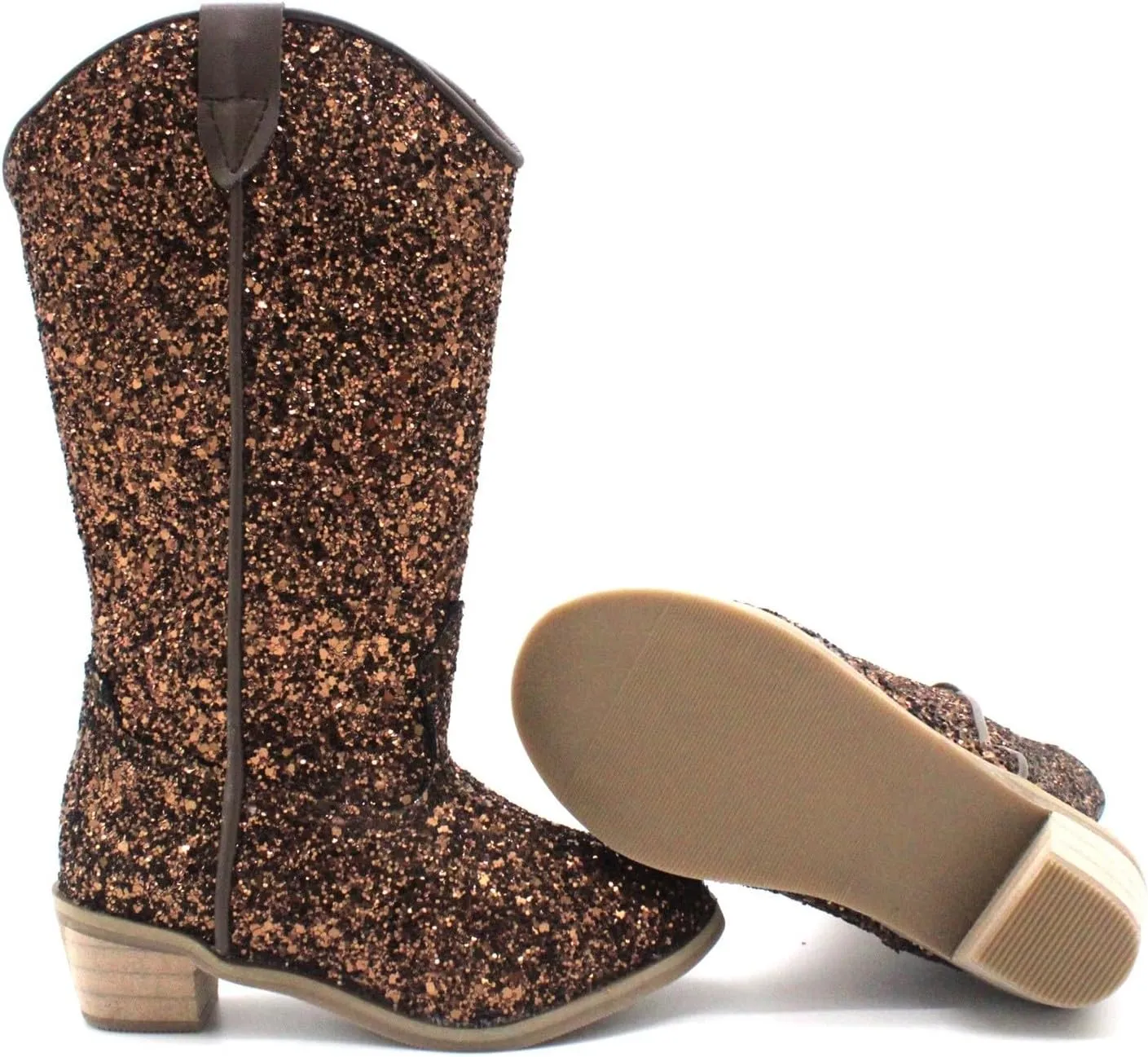 Sparkly Boots for Girls Cowboy Boots Square Toe Kids Boots Embroidered Western Boots Cow Girl Boots for Toddler