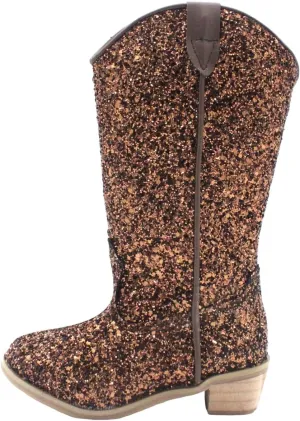 Sparkly Boots for Girls Cowboy Boots Square Toe Kids Boots Embroidered Western Boots Cow Girl Boots for Toddler