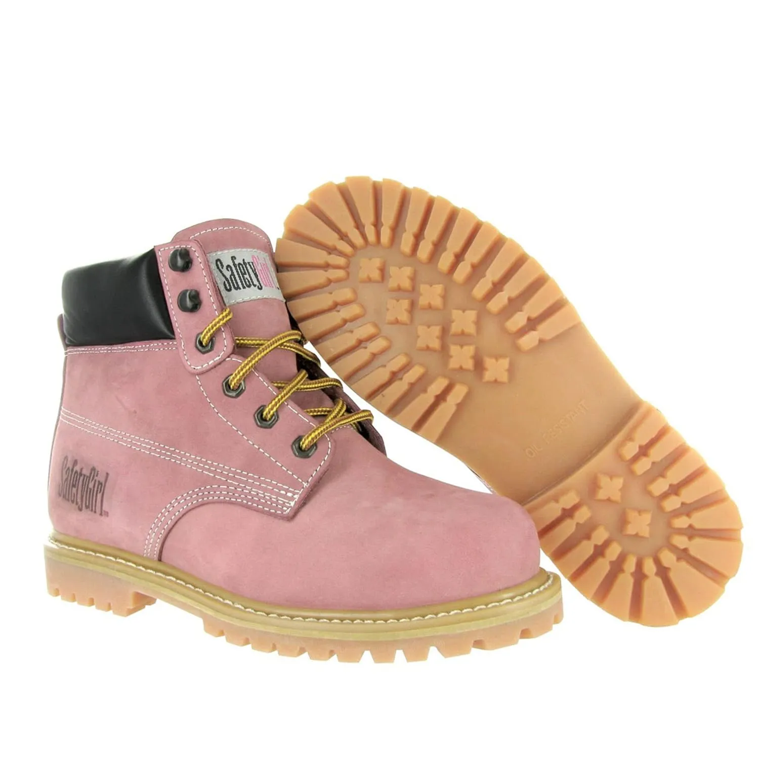 Steel Toe Boots for Women - Light Pink-5M | Waterproof Work Boots for Women Steel Toe Boots | Slip Resistant Work Shoes for Women | Lightweight Nubuck Leather for Comfort and Style