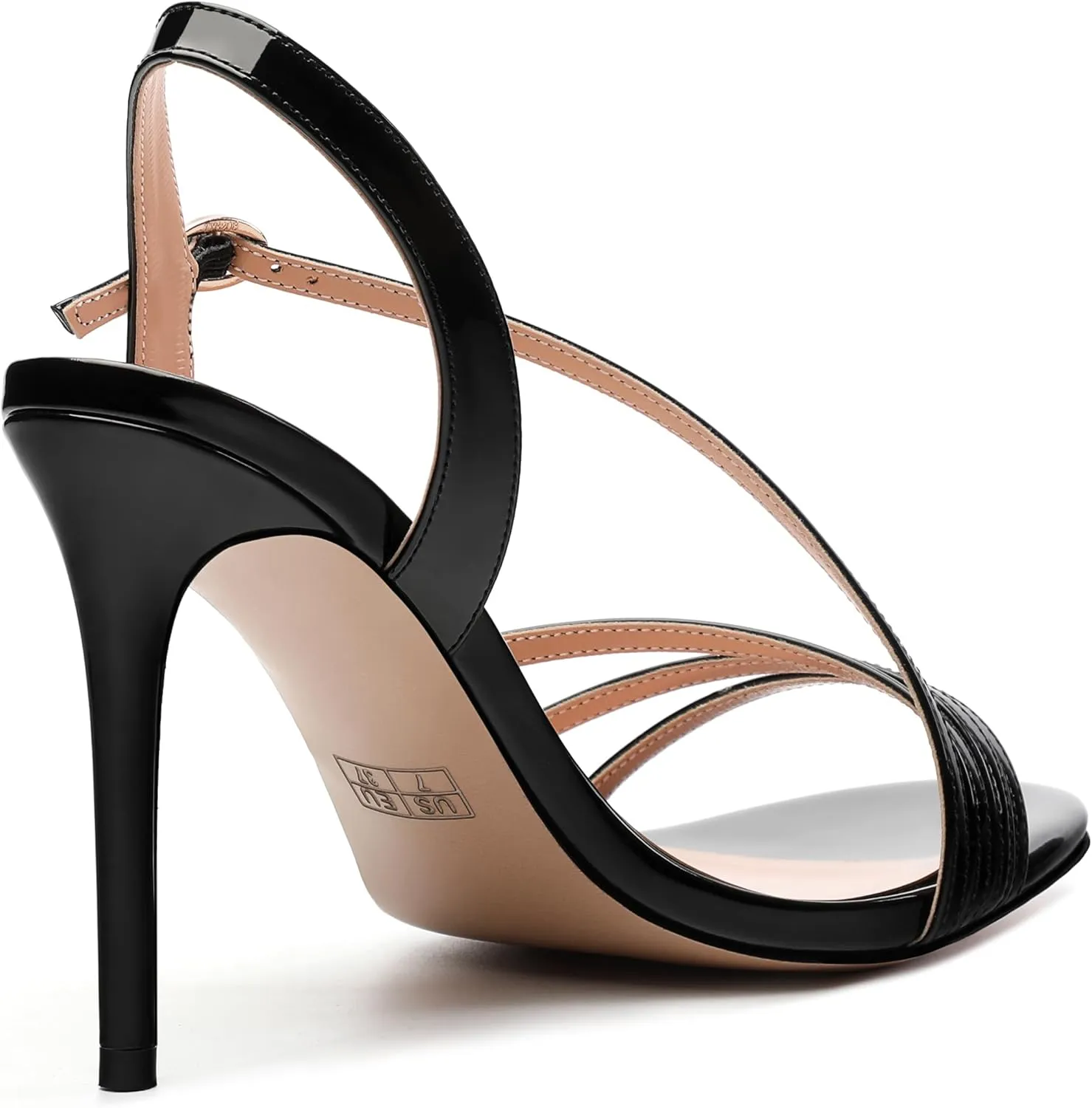 Strappy Sandals for Women Heel, Gold Strappy Heels for Women, Open Toe Stiletto High Heels Strappy Ankle Strap Sandals Comfort Dress Party Shoes