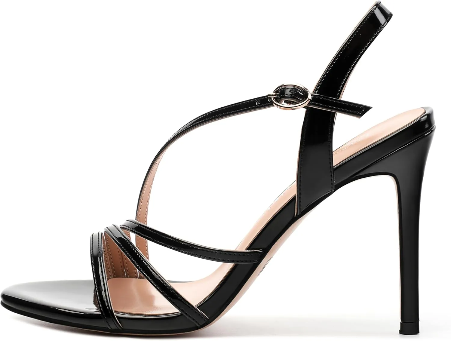 Strappy Sandals for Women Heel, Gold Strappy Heels for Women, Open Toe Stiletto High Heels Strappy Ankle Strap Sandals Comfort Dress Party Shoes