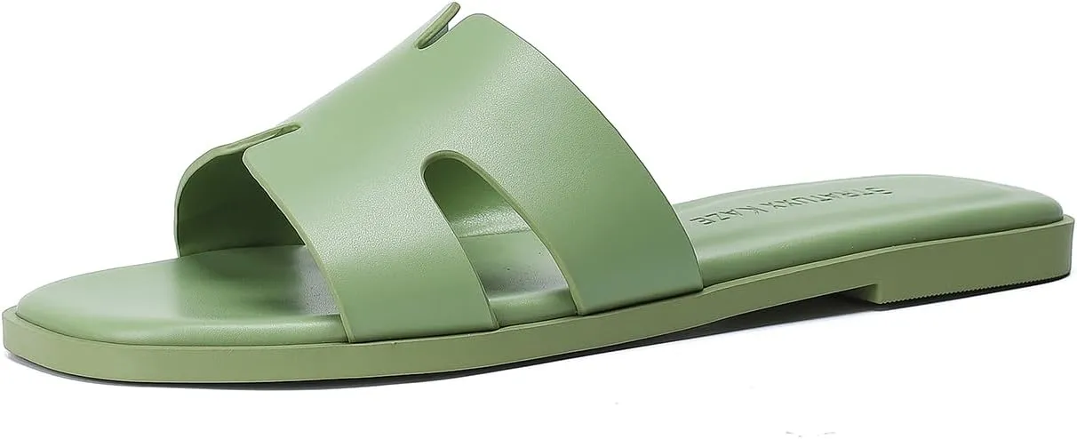 Stratuxx Kaze Open Toe Flat Dress Sandals Womens Slide Comfortable Summer Black, White, Tan Sandals for Women