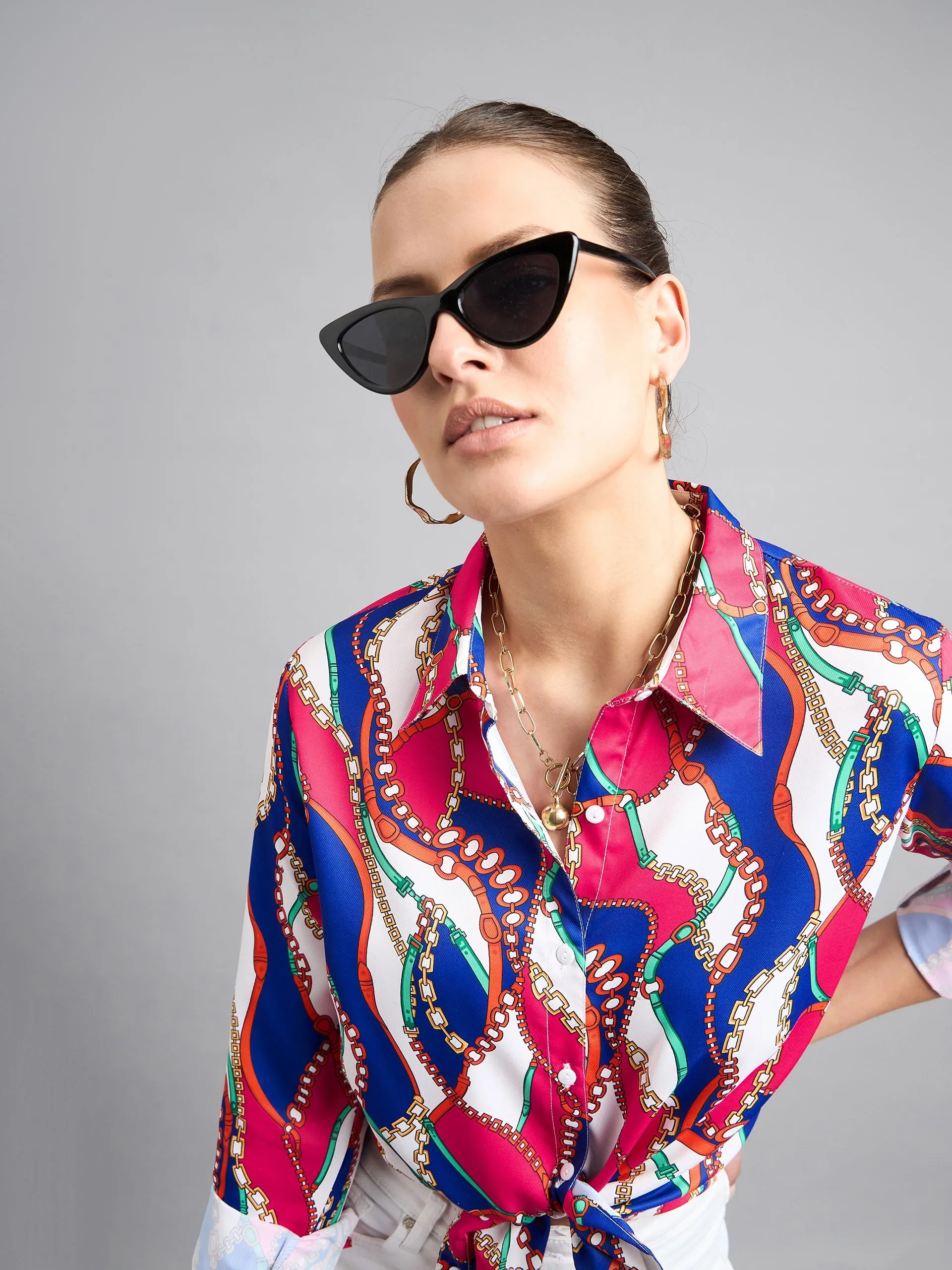 Style Quotient Women Multi Printed Polycrepe Regular Shirt