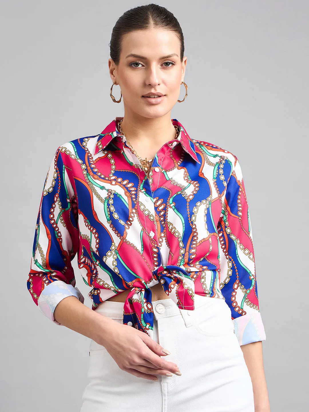 Style Quotient Women Multi Printed Polycrepe Regular Shirt