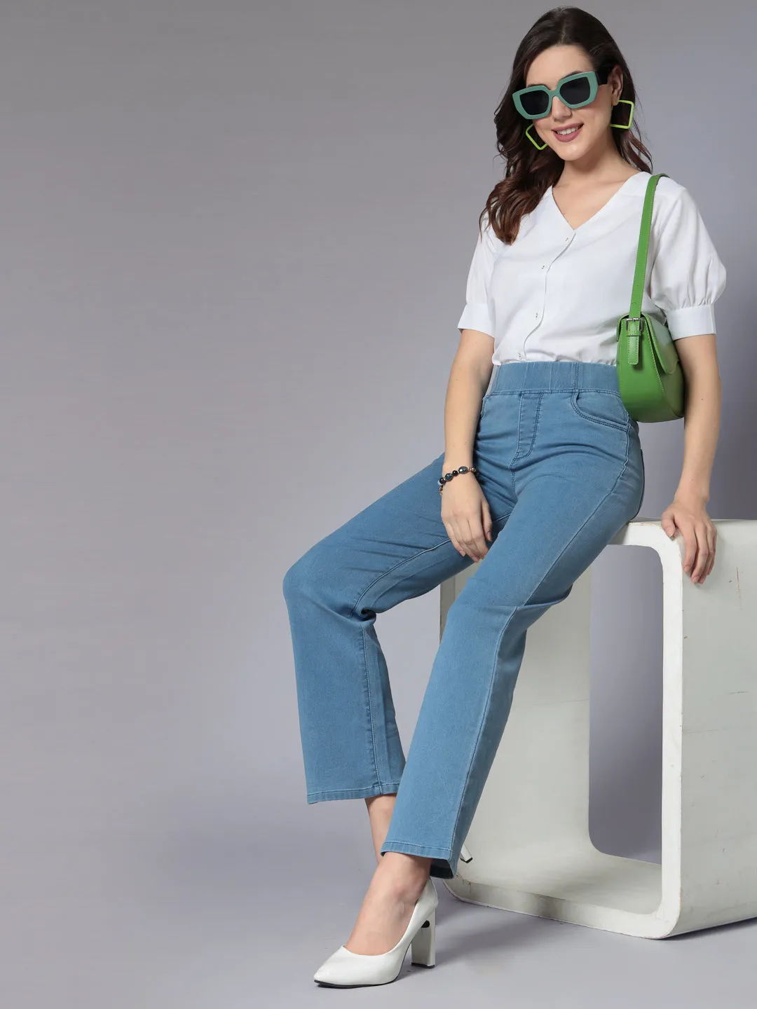 Style Quotient Women Solid White Polyester Smart Casual Shirt