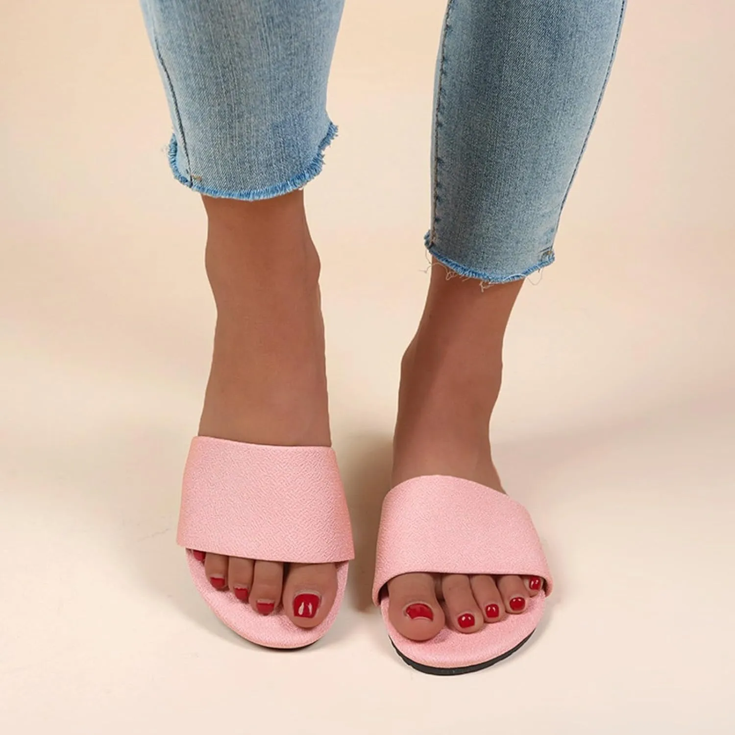 SuanlaTDS Flat Sandals for Women 2025 One Band Open Toe Dressy Flats Summer Slides Casual Party Cute Beach Slippers Breathable Slip-on Low Heel Boho Sexy Comfortable Outdoor Walking Shoes