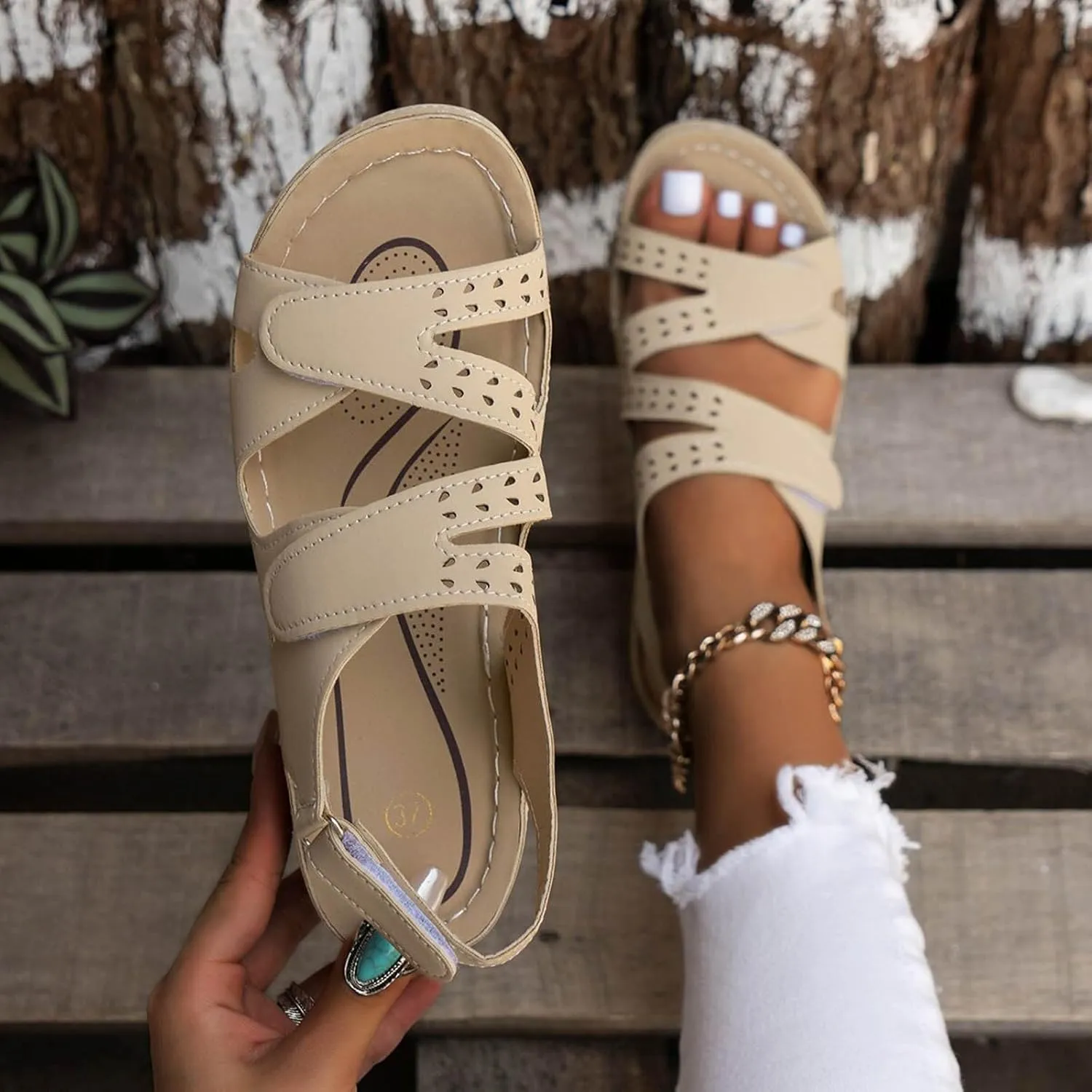SuanlaTDS Orthopedic Wedge Sandals for Women 2025 Platform Arch Support Adjustable Open Toe Ankle Strap Comfortable Casual Summer Dressy Boho Beach Low Heels Wedges Outdoor Walking Shoes