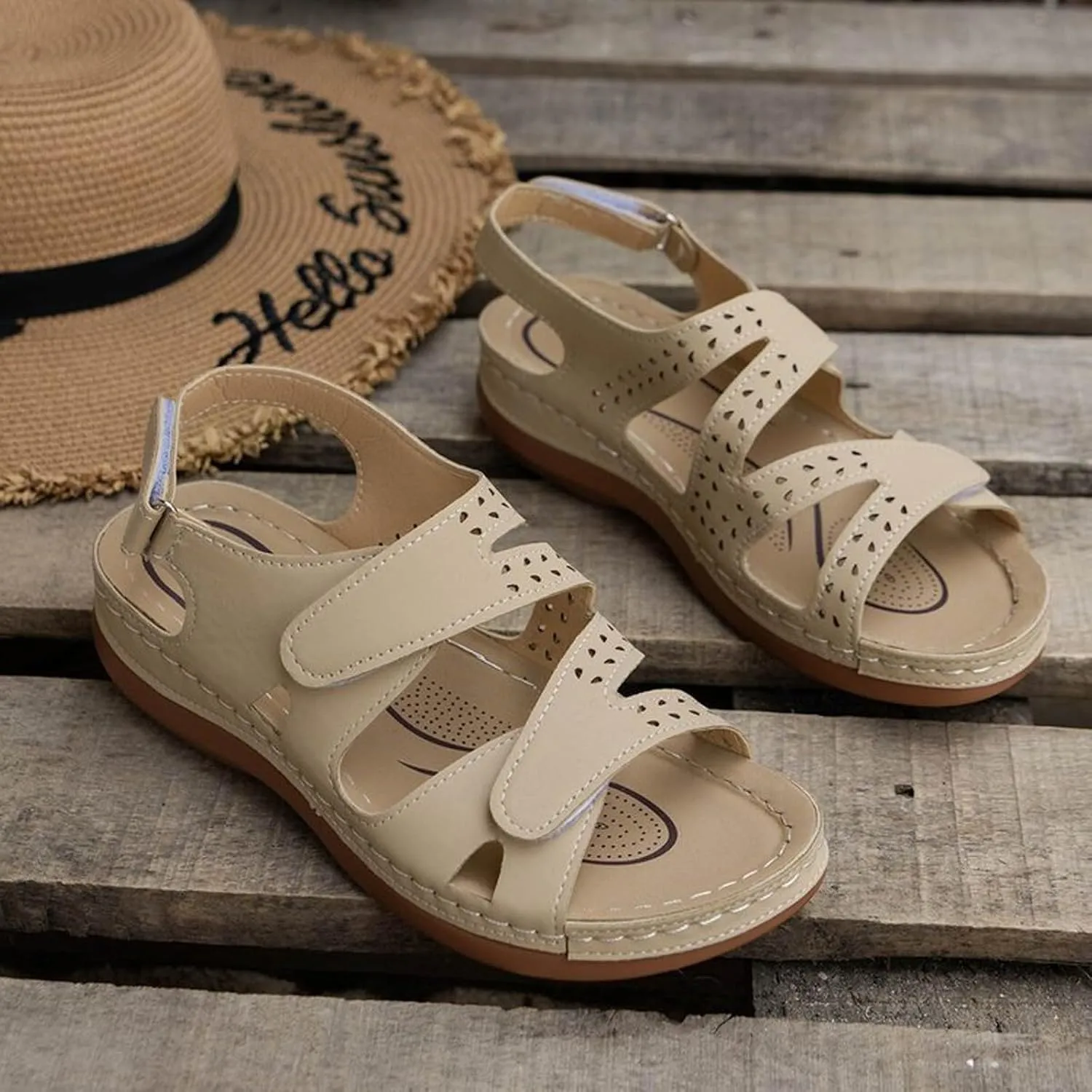 SuanlaTDS Orthopedic Wedge Sandals for Women 2025 Platform Arch Support Adjustable Open Toe Ankle Strap Comfortable Casual Summer Dressy Boho Beach Low Heels Wedges Outdoor Walking Shoes