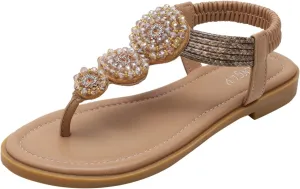 SuanlaTDS Womens Flat Sandals Dressy Summer Beach Shoes Comfortable Low Heel Slides Open Toe Walking Outdoor Boho Casual Elastic Strap Slip On Slide Sandal Flats for Party Vacation