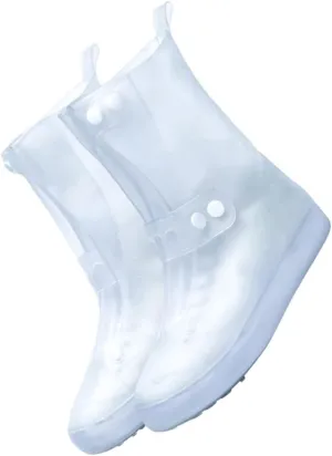 SUPVOX 1 Pair Waterproof Silicone Shoe Cover Rain Boots PVC White Portable