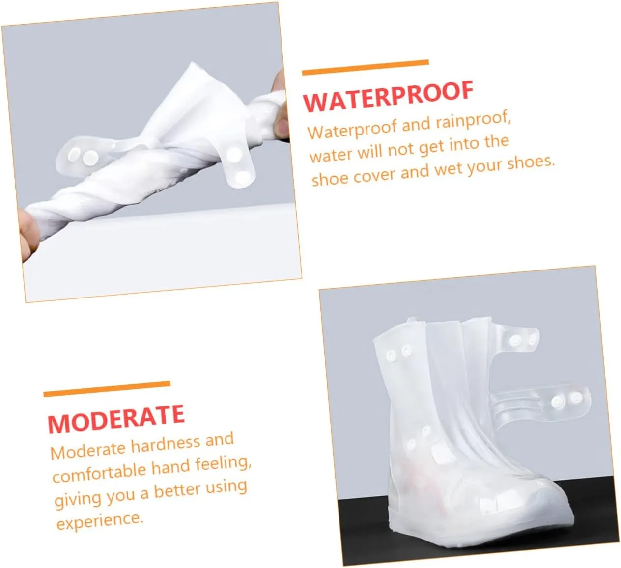 SUPVOX 1 Pair Waterproof Silicone Shoe Cover Rain Boots PVC White Portable
