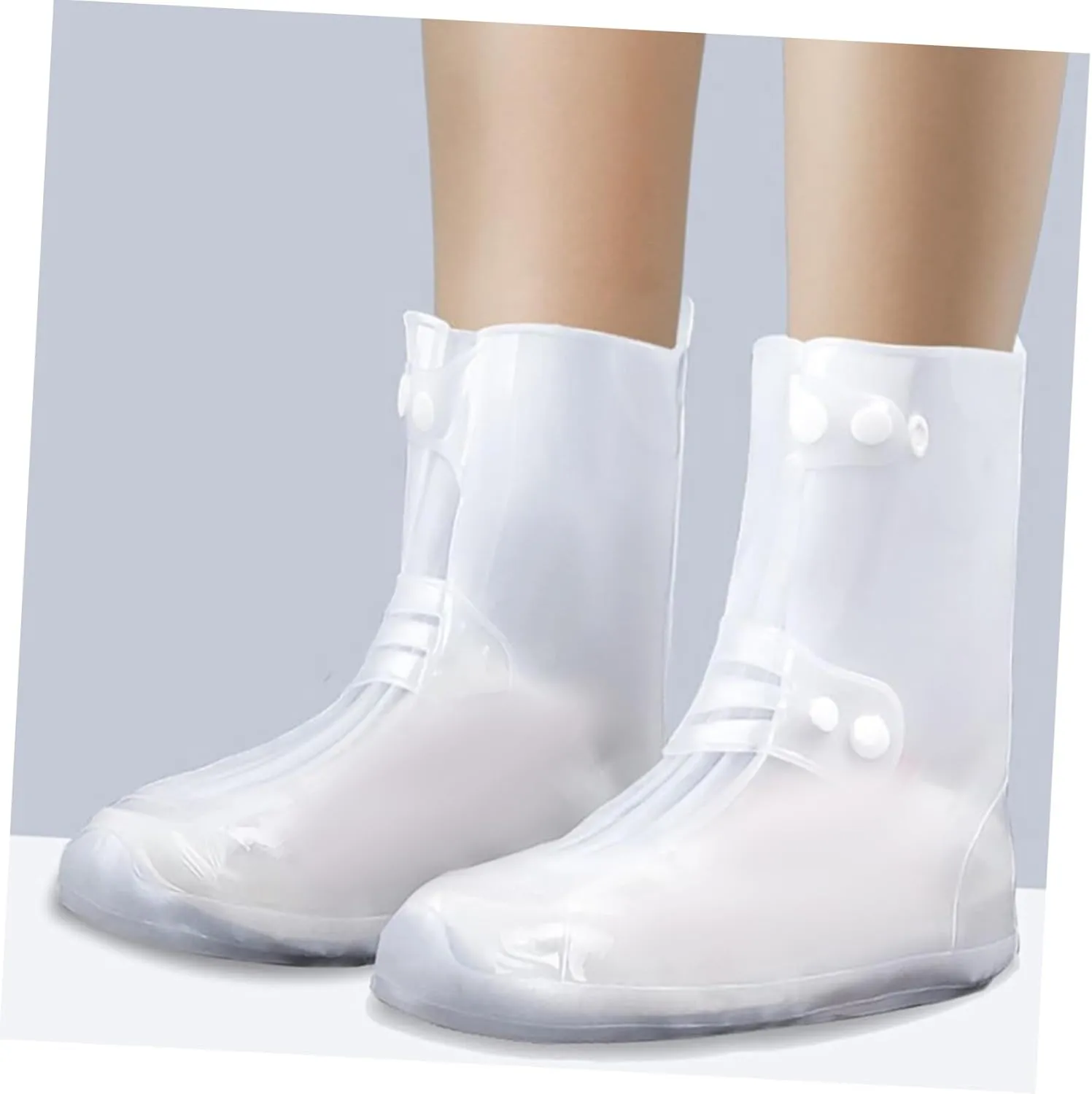 SUPVOX 1 Pair Waterproof Silicone Shoe Cover Rain Boots PVC White Portable