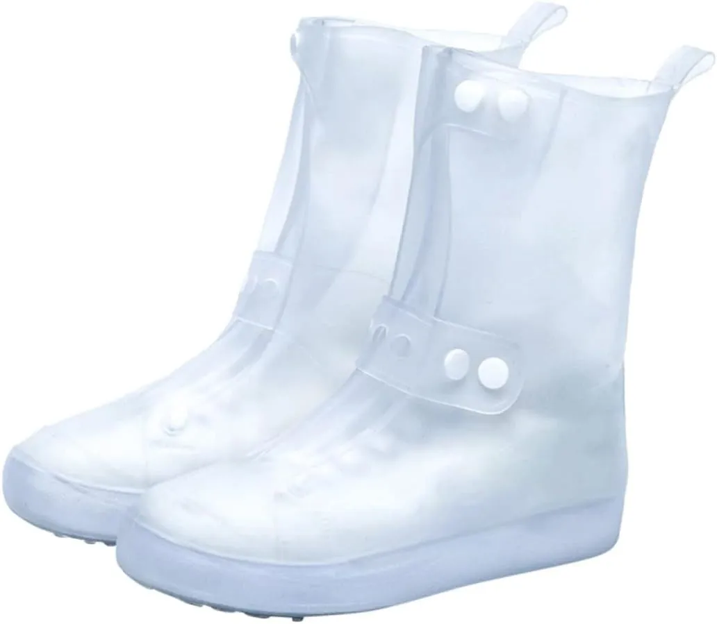 SUPVOX 1 Pair Waterproof Silicone Shoe Cover Rain Boots PVC White Portable