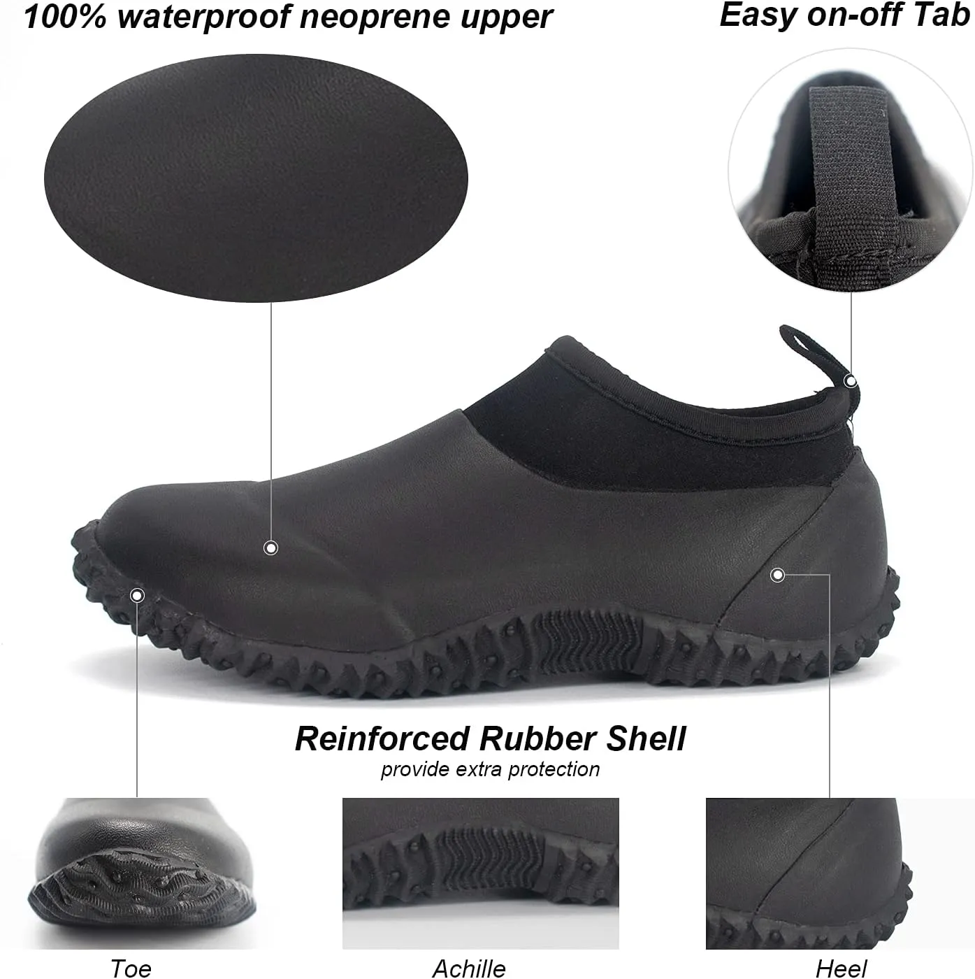 SWIFTFROG Men’s Garden Boots - Unisex Waterproof Ankle Slip-On Footwear Rubber Rain Boots for Men Women Outdoor,Camping,Gardening