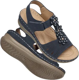 TEMOFON Wedge Sandals for Women Comfortable: Open Toe Sandals with Low Wedges - Dressy Summer Casual Sandals - Flat Comfy Walking Sandals