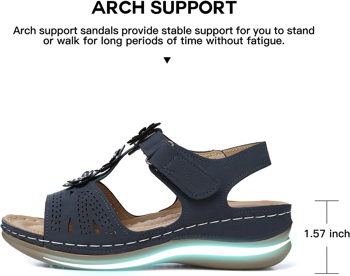 TEMOFON Wedge Sandals for Women Comfortable: Open Toe Sandals with Low Wedges - Dressy Summer Casual Sandals - Flat Comfy Walking Sandals