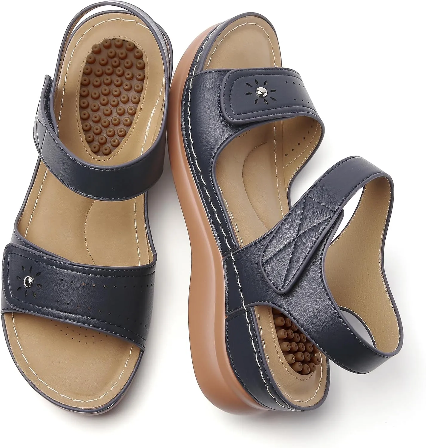 Tilocow Sandals Women Wedge Shoes - Orthopedic Comfortable Arch Support Platform Sandals for Women Wedge Summer Dressy Casual Bunion Walking Sandals
