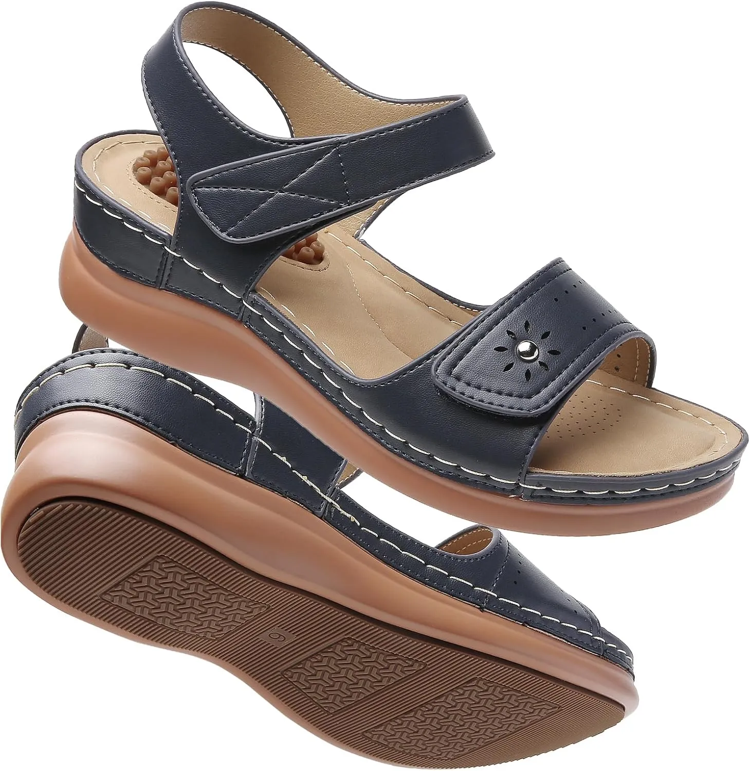 Tilocow Sandals Women Wedge Shoes - Orthopedic Comfortable Arch Support Platform Sandals for Women Wedge Summer Dressy Casual Bunion Walking Sandals