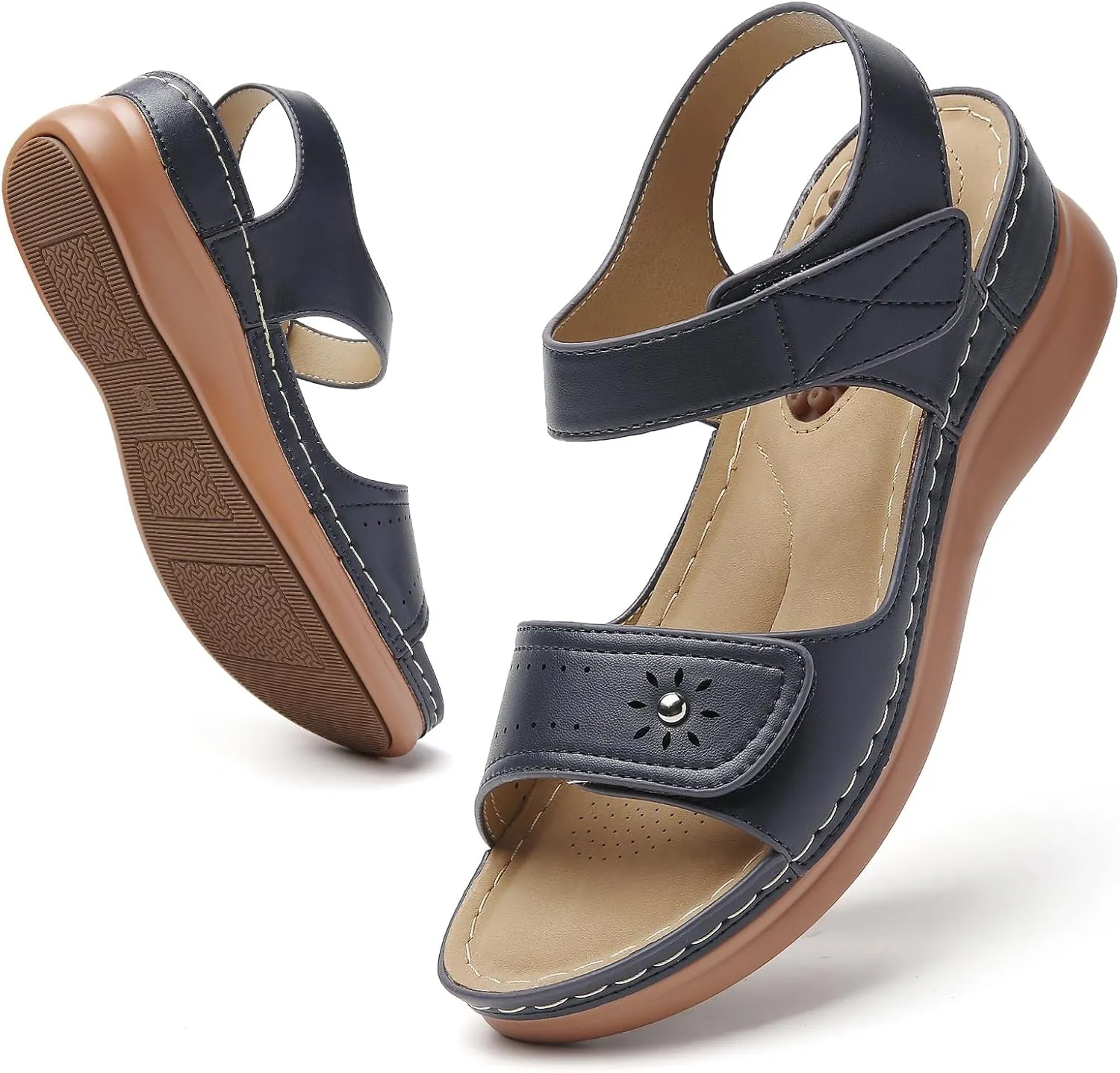 Tilocow Sandals Women Wedge Shoes - Orthopedic Comfortable Arch Support Platform Sandals for Women Wedge Summer Dressy Casual Bunion Walking Sandals