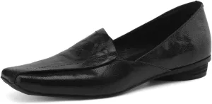 TinaCus Women's Genuine Leather Square Toe Soft Slip On Handmade Office Loafers Shoes