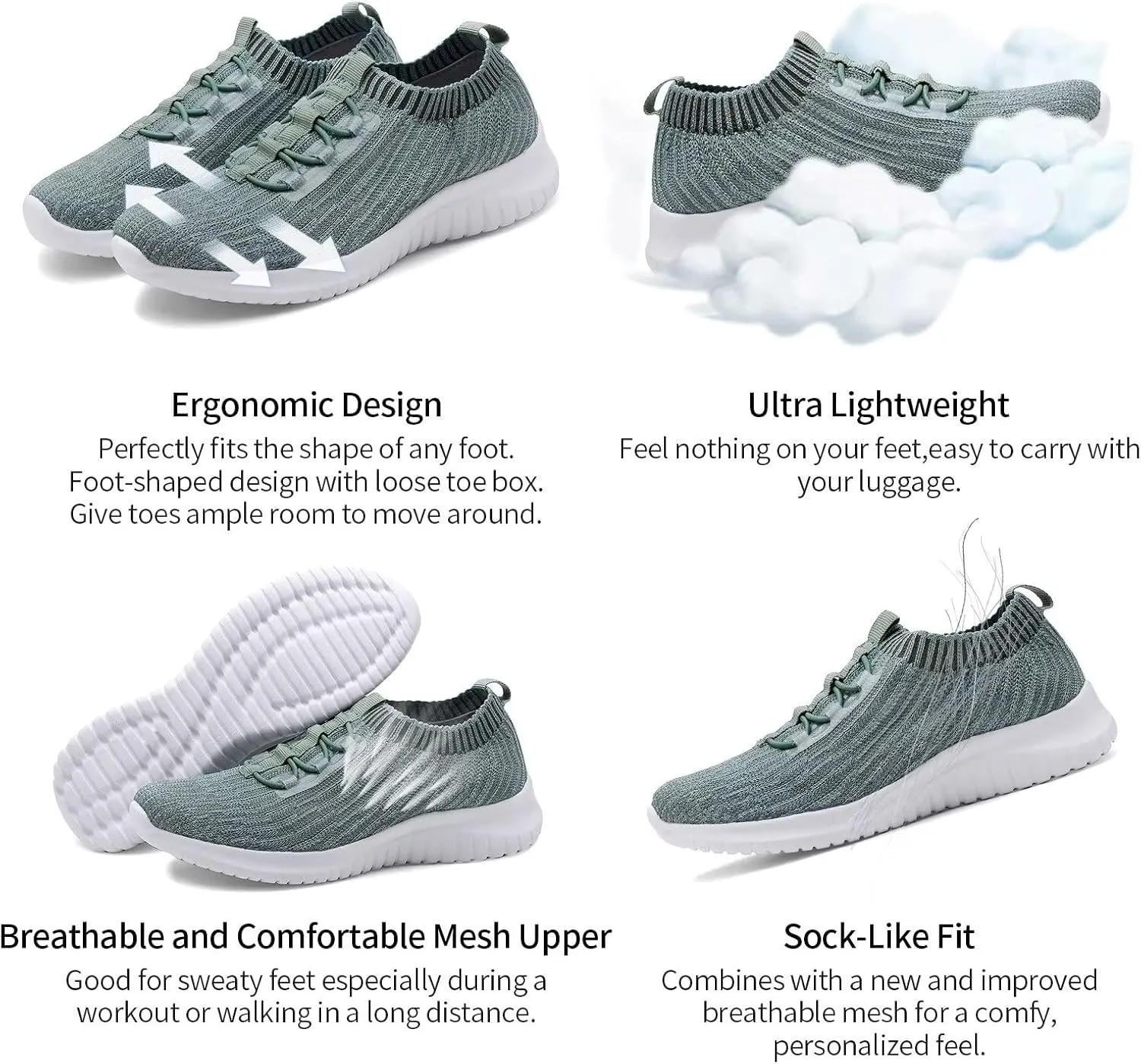 TIOSEBON Women's Slip On Walking Shoes Lightweight Casual Running Sneakers