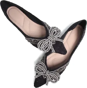 TN TANGNEST Womens Bowknot Ballet Pointed Toe Shiny Dress Shoes Cute Slip On Loafers Comfortable Wedding Flats