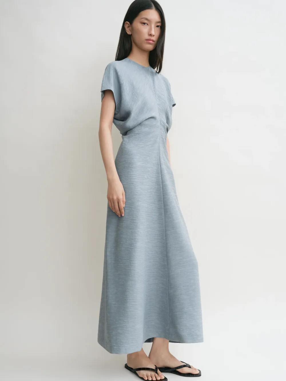 Toteme Slouch Waist Crinkled Dress Mistral