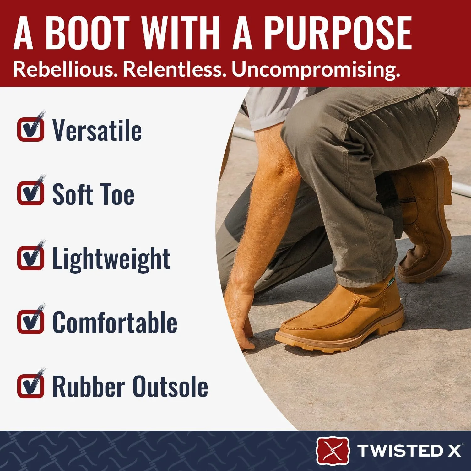 Twisted X Men's 9" UltraLite X Work Boot, Moc Toe with UltraLite X