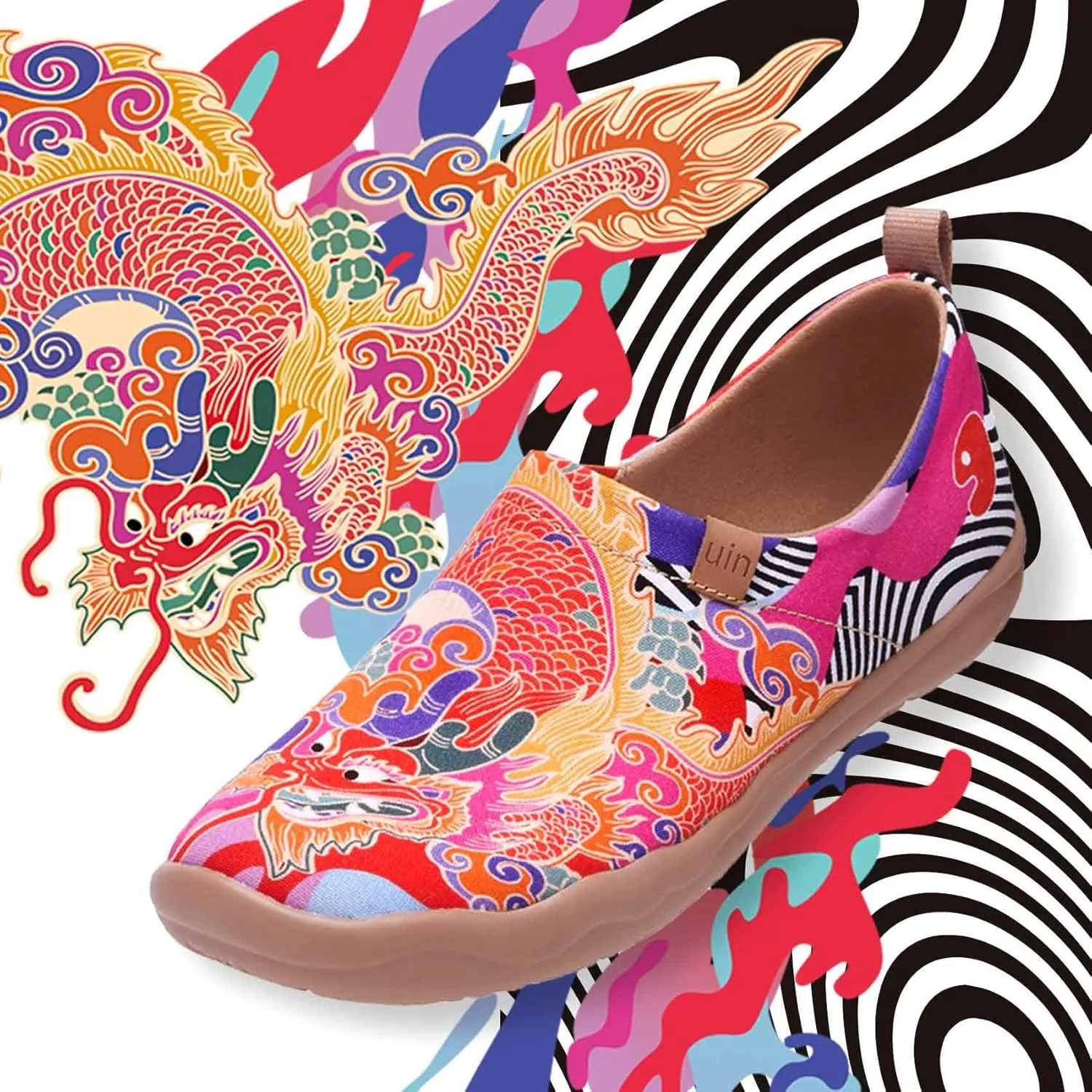 UIN Women's Art Travel Slip-On Shoes Casual Lightweight Breathable Flats Comfortable Loafers
