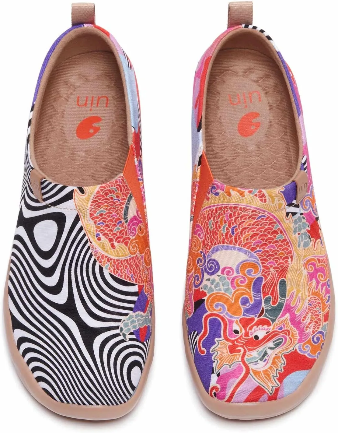 UIN Women's Art Travel Slip-On Shoes Casual Lightweight Breathable Flats Comfortable Loafers