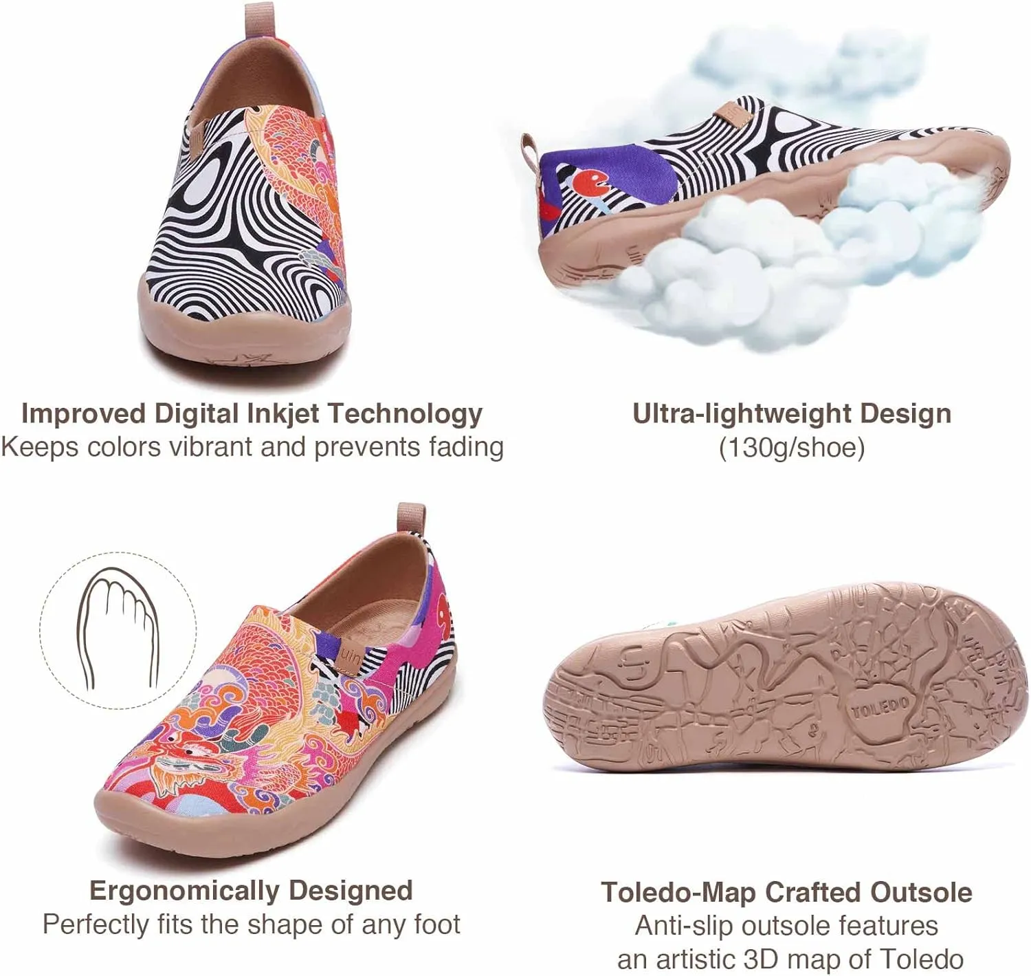 UIN Women's Art Travel Slip-On Shoes Casual Lightweight Breathable Flats Comfortable Loafers