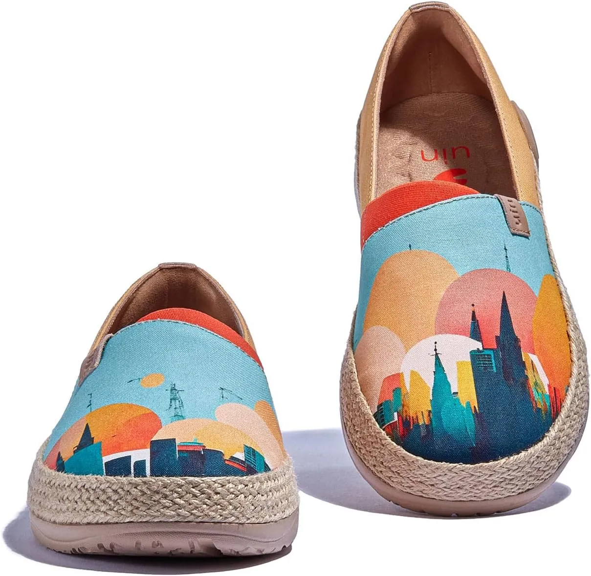 UIN Women's Espadrilles Slip On Lightweight Walking Casual Loafers Comfortable Art Painted Travel Shoes Marbella Series