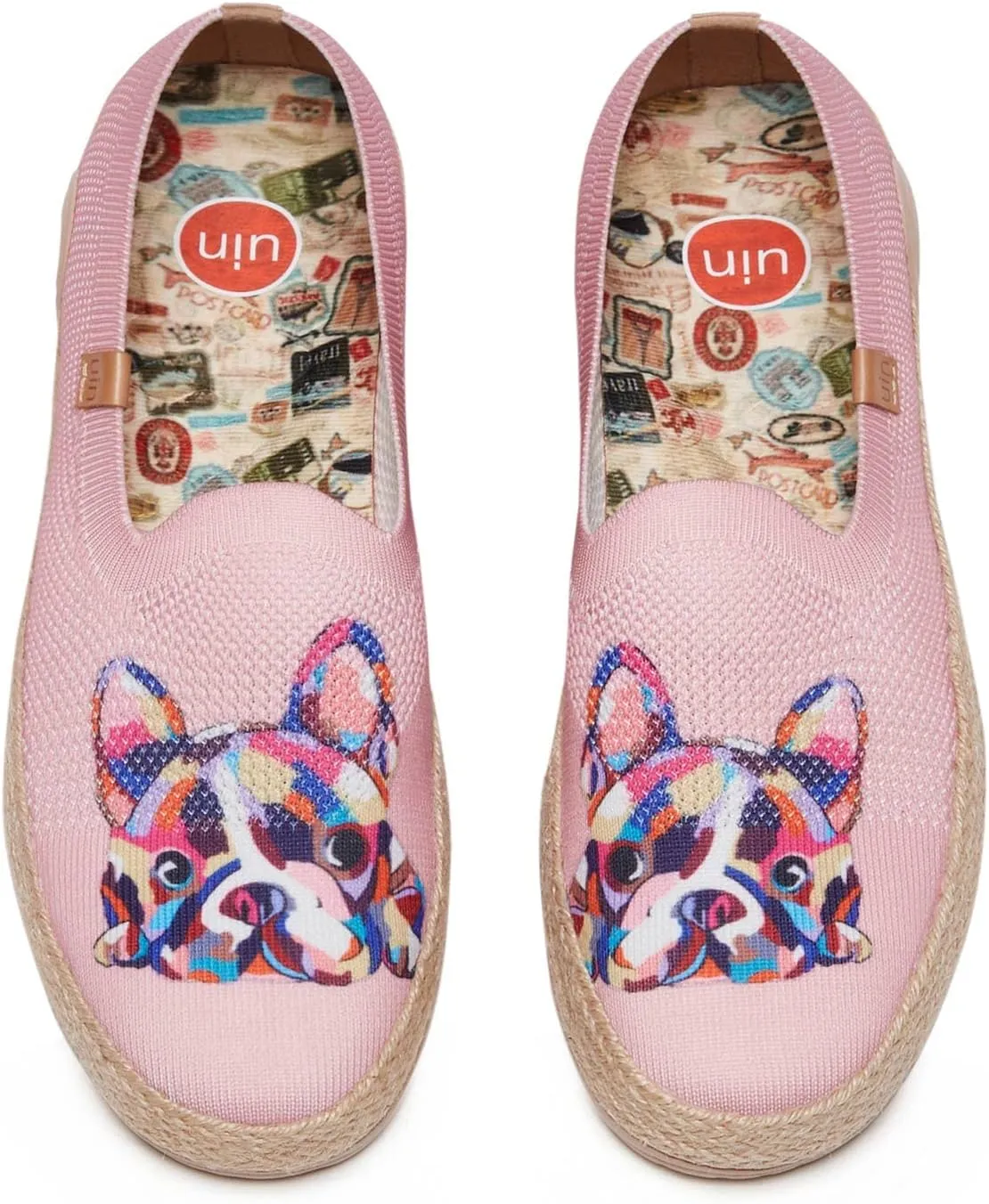 UIN Women's Espadrilles Slip Ons Knitted Lightweight Walking Casual Loafers Comfortable Art Painted Travel Shoes Marbella II