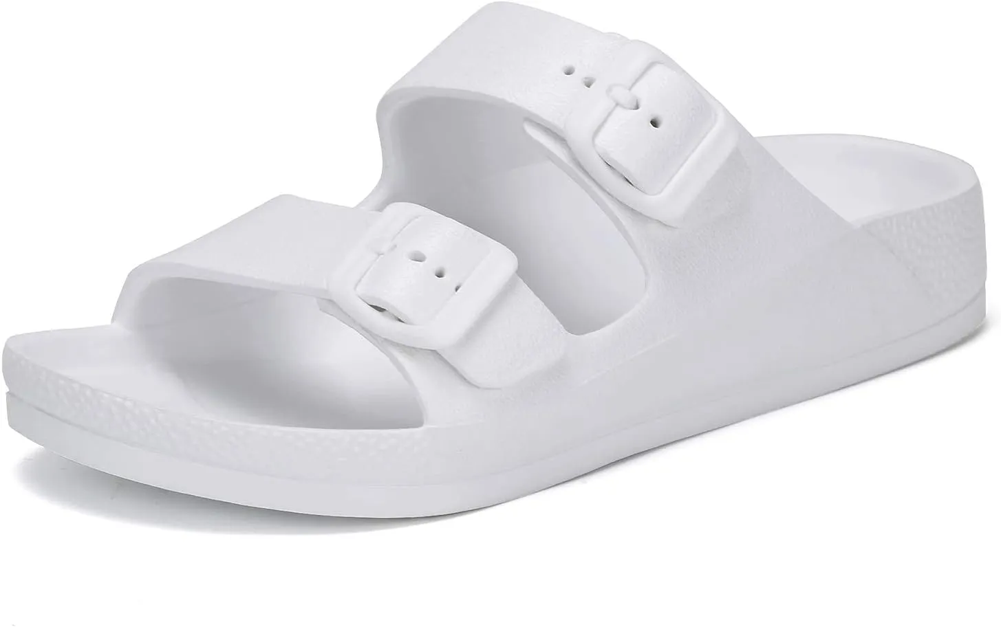 Unisex Men‘s and Women’s Lightweight Flat Sandals Waterproof Comfort Soft Slides Double Buckle Adjustable EVA Slip-on Flat Sandals