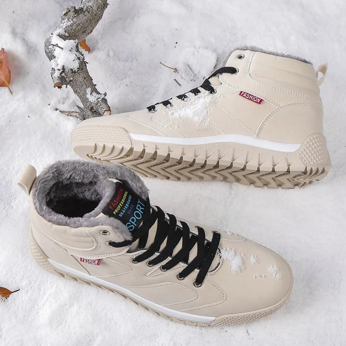 Unisex Winter Snow Boots, Waterproof Anti-Slip Fur Lined Warm Hiking Sneakers Shoes, Outdoor Trekking Backpacking Camping Footwear