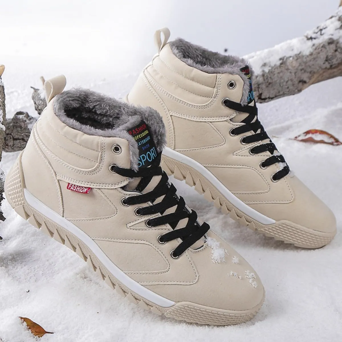 Unisex Winter Snow Boots, Waterproof Anti-Slip Fur Lined Warm Hiking Sneakers Shoes, Outdoor Trekking Backpacking Camping Footwear