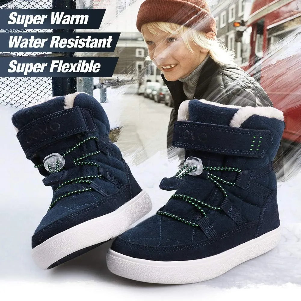 UOVO Boys Snow Boots Winter Waterproof Slip Resistant Fur Lined Outdoor Shoes(Little Kid/Big Kid)