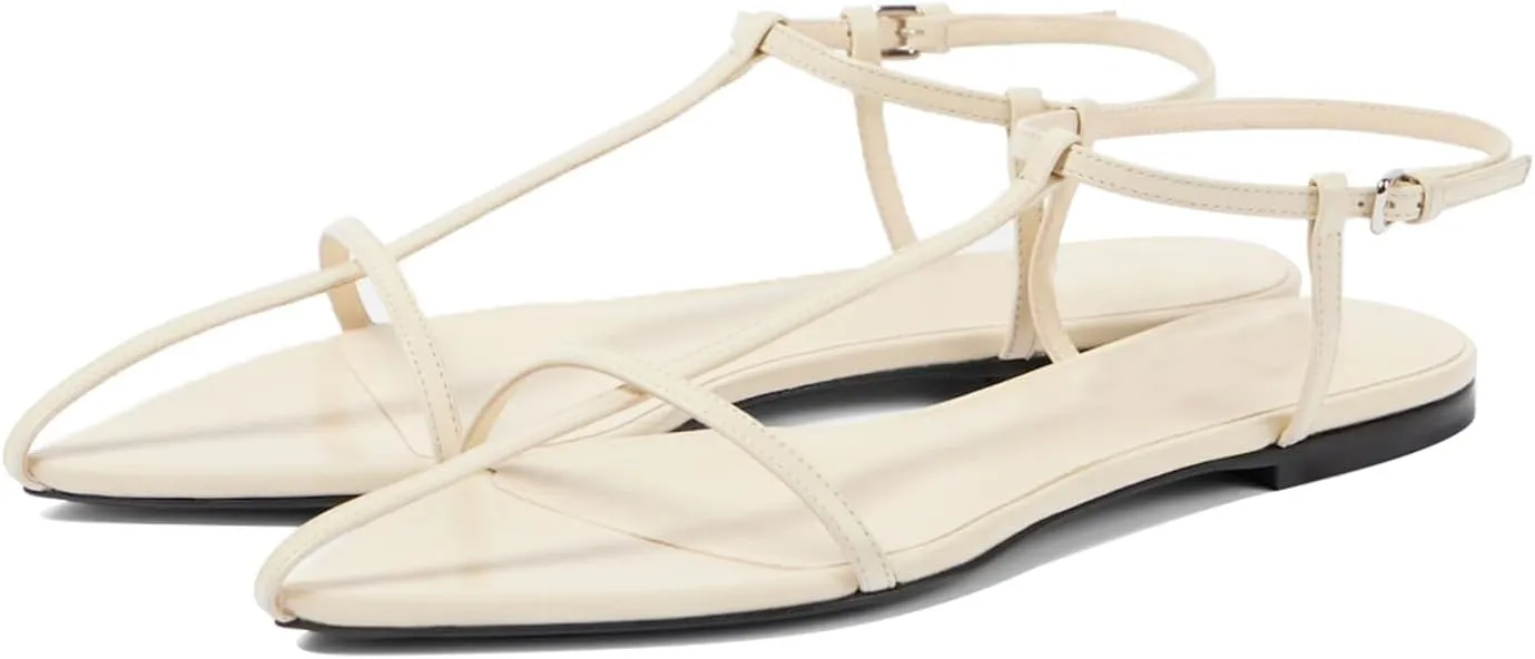 Vertundy Women's Flat Sandals Pointed Open Toe Slip On Outdoor Slippers Strappy Buckle Fashion Shoes