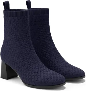 VIVAIA Thalita Women's Boots Slip on Mid Round-Toe Booties Lady Dress Blazer Skirt Jeans Winter Fall Water Repellent Boots