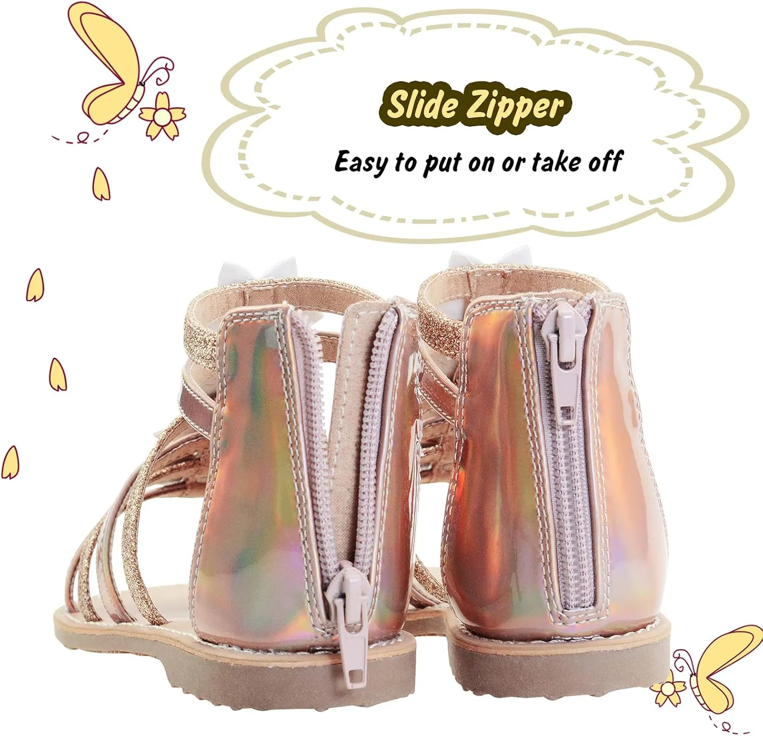 Vonair Girls Gladiator Sandals Cute Open Toe Breathable Summer Shoes with Rubber Sole (Toddler/Little Kid/Big Kid)
