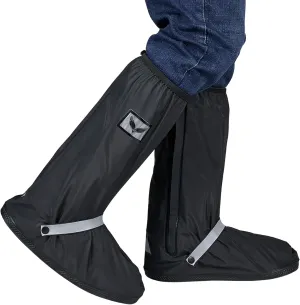 Waterproof Rain Boot Shoe Covers for Men Women with Reflector, Black Non-slip Reusable Boot Covers with Side Zipper, Foldable Anti-Snow Shoe Covers Rainproof Overshoes Over Shoes Galoshes