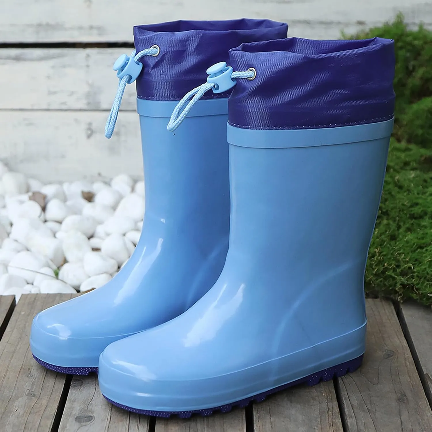 Waterproof Rain Boots for Toddler and Kids - Boys Girls Rubber Rain Boots with Easy on Handles for Outdoor Playing
