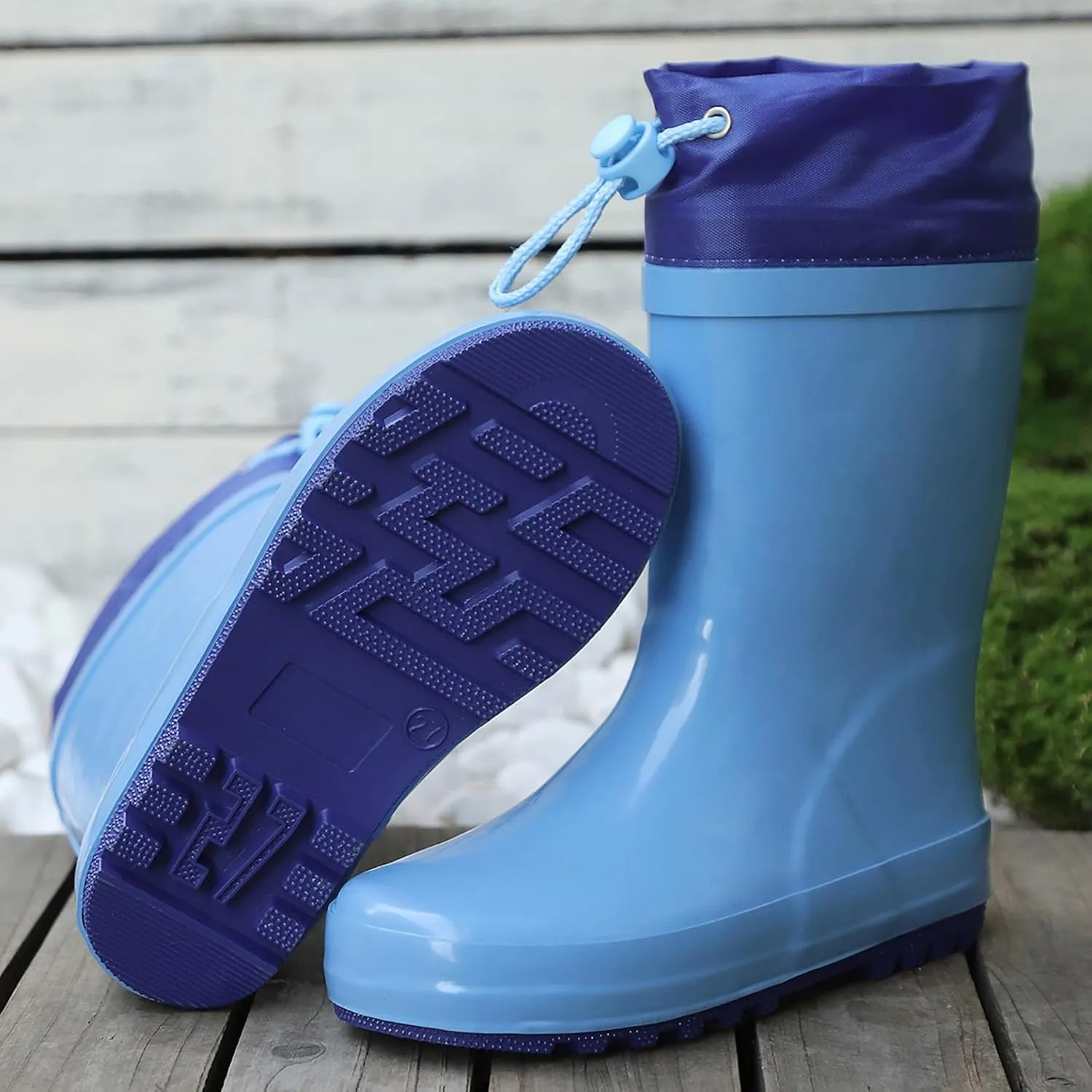 Waterproof Rain Boots for Toddler and Kids - Boys Girls Rubber Rain Boots with Easy on Handles for Outdoor Playing