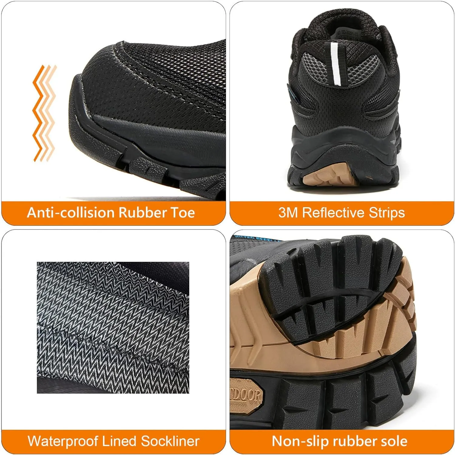 Waterproof Walking Shoes for Men Breathable Low Top Boots Lightweight Non Slip Workout Shoes Comfortable Slip on Snow Rainproof Shoes