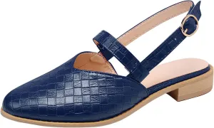 Weave Sandal for Women Fashion Pointed Toe Closed Toe Cutout Strap Buckle Low Heel Casual Shoes Summer Comfortable Flat Slides Mules Shoes