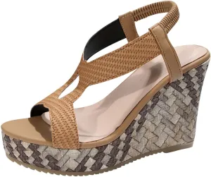 Wedge Sandals for Women Dressy 2025 Orthopedic Wedge Open Toe Ankle Strap Platform Sandals High Wedges Slip on Sandal Boho Beach Shoes Wedding Party Dress Shoes Low Heel Sandal 2025