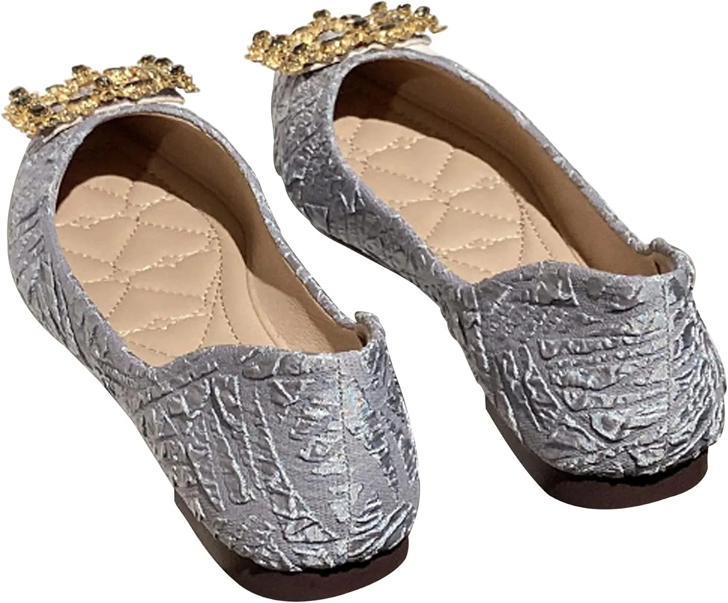 WENJIAZHIZHI Women's Rhinestones Pointed Toe Ballet Flats Casual Slip-On Walking Flats Loafers for Women Dressy Comfortable Shoes